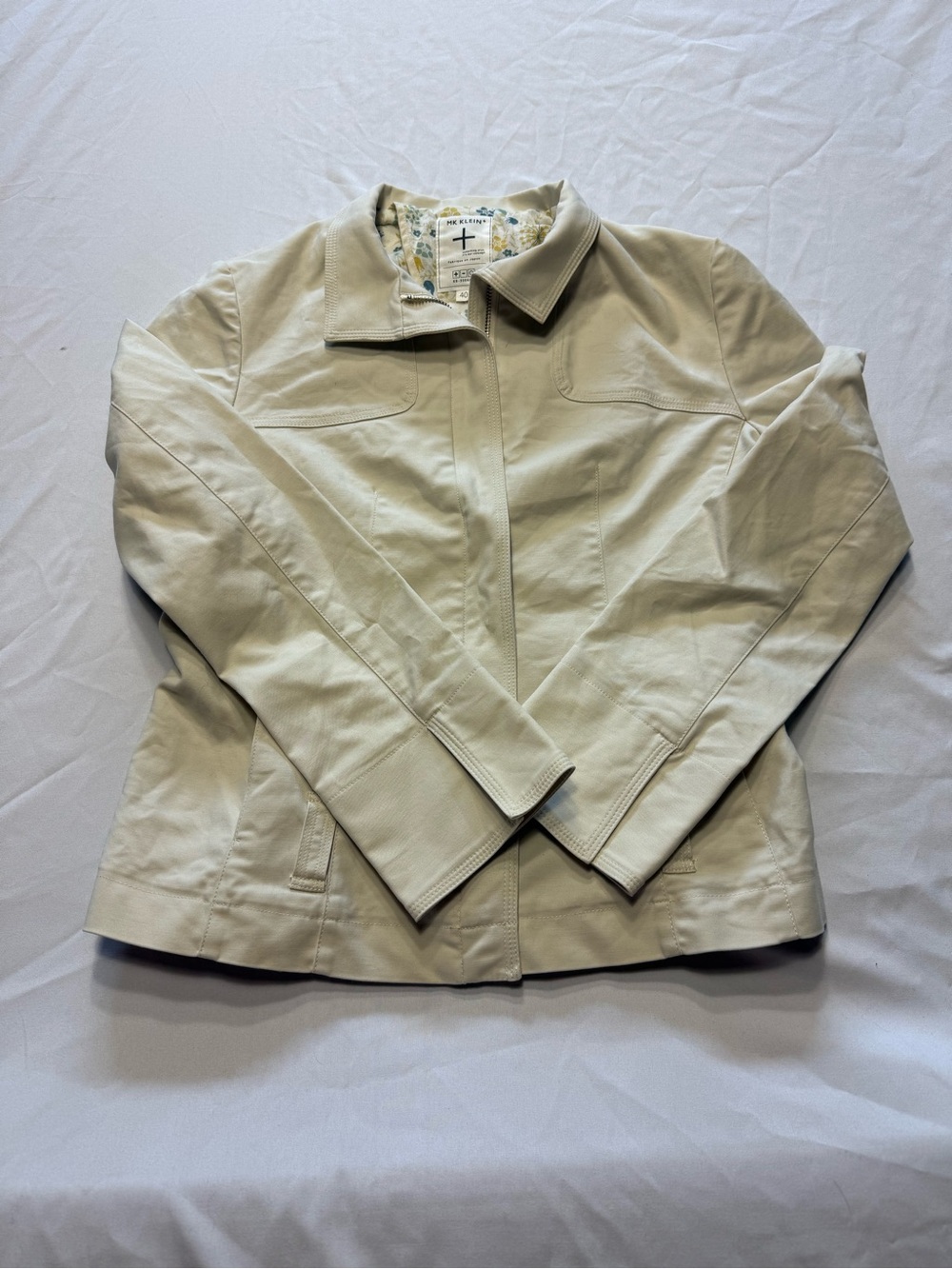 Women's Light Beige Leather Zip Jacket